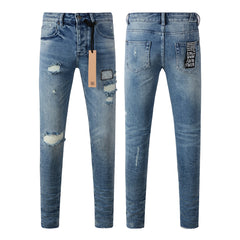 Purple Jeans Edgy Blue Denim with Distressed Rip Accents 3007