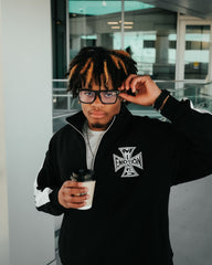 MIXED EMOTION Black “Quarter” zip Jacket