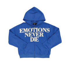 MIXED EMOTION Blue ‘End’ Rhinestone Hoodie