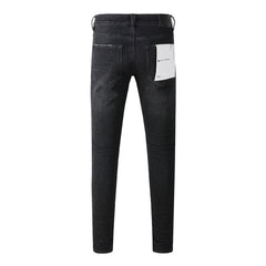 Purple Jeans Black New Mens Personality Fashion Ripped Jeans 9035