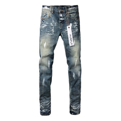 Purple Jeans Fashion Men Black Jeans Distressed Hole Unique Personality 9060