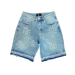 Mixed Emotions ‘ME’ Rhinestone Denim Shorts