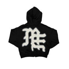 MIXED EMOTION Black ‘End’ Rhinestone hoodie