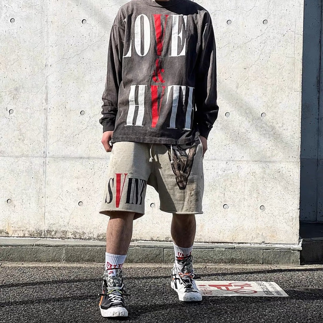 Saint Michael Praying Hands & Bold Lettering Sweat Shorts