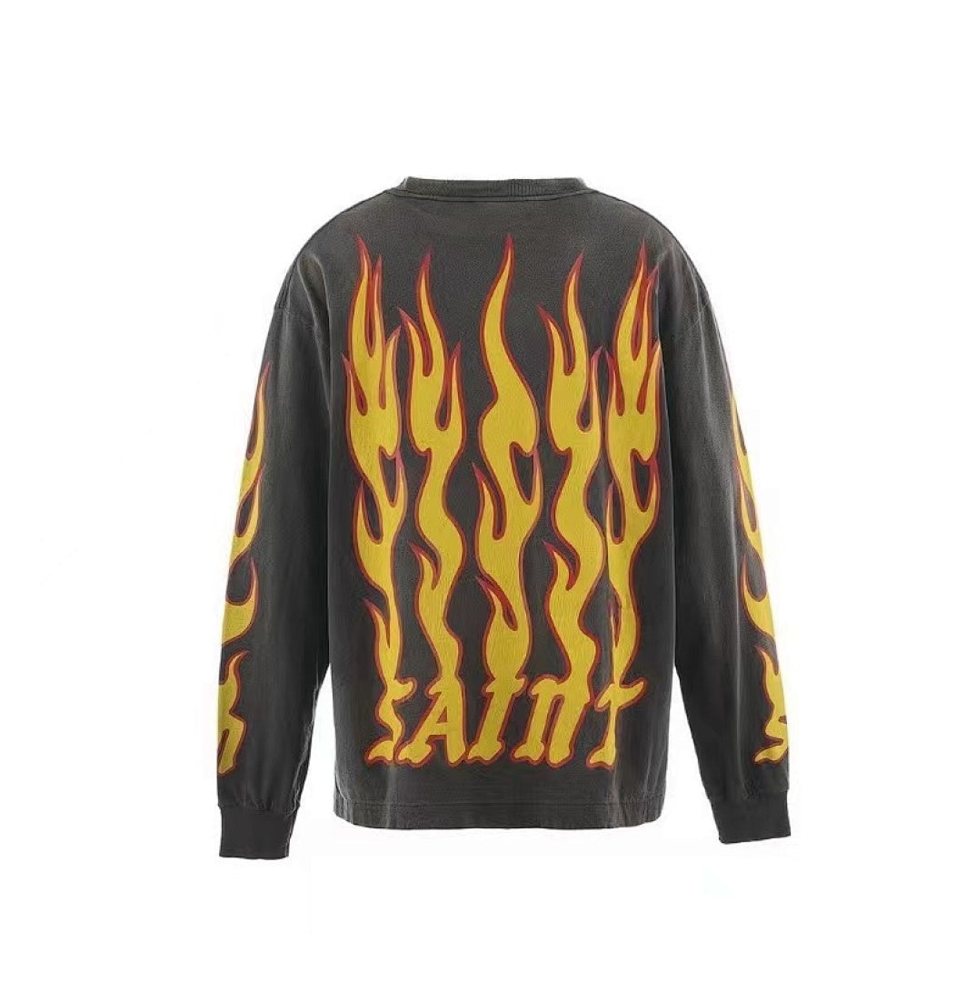 Saint Michael Soul On Fire Flame Sleeve Sweatshirt