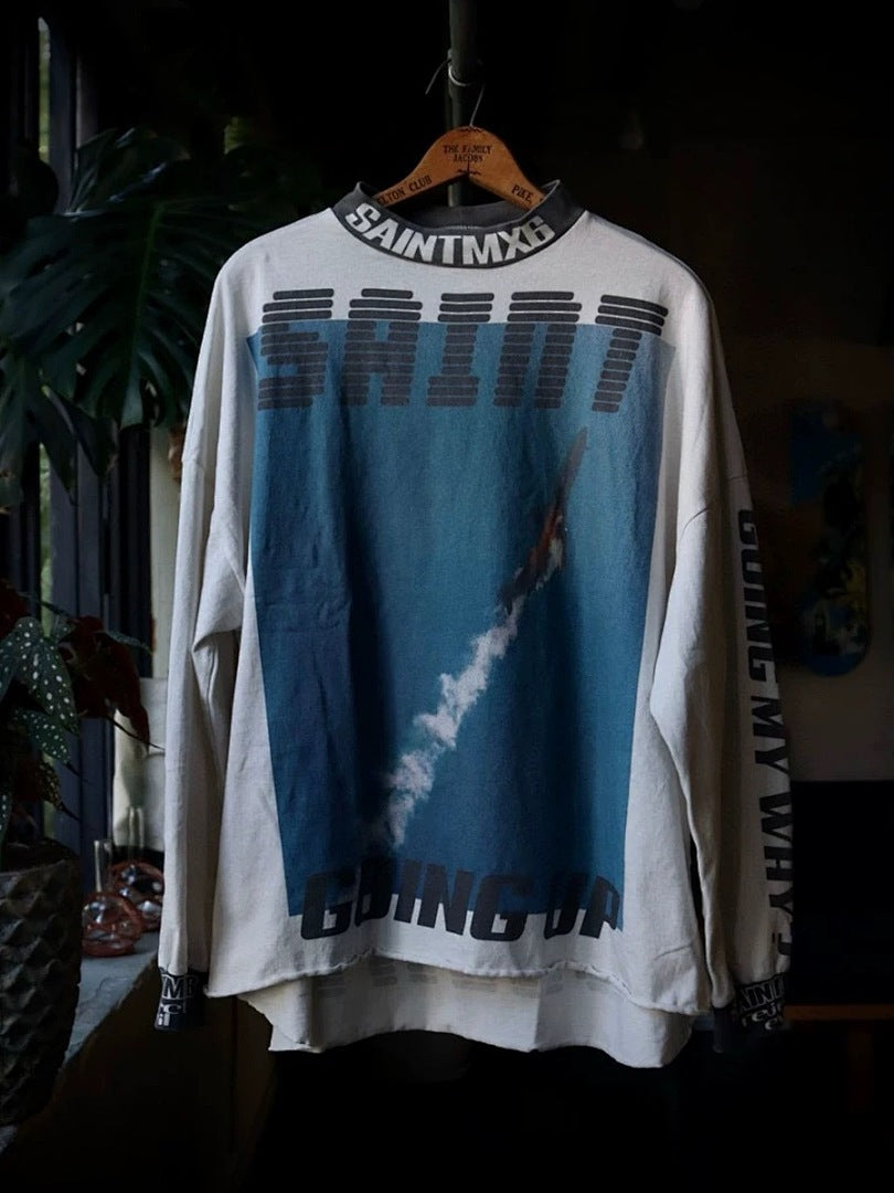 Saint Michael High-Collar Lightning & Arch Logo Sweatshirt