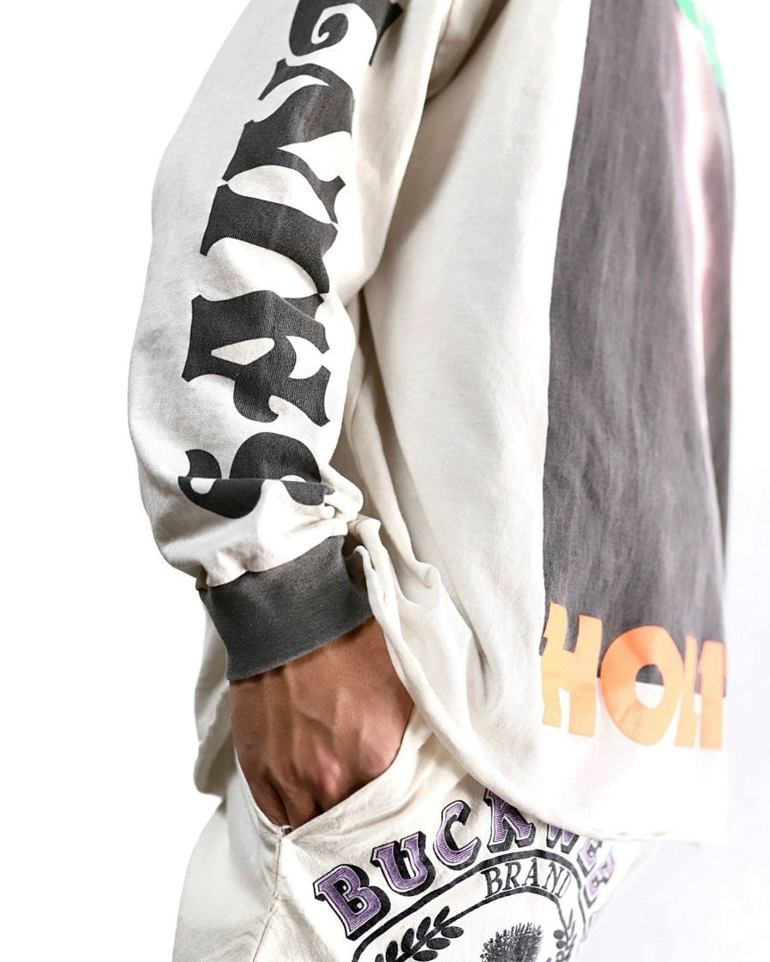 Saint Michael Mock-Neck Photo Print Long Sleeve Sweatshirt