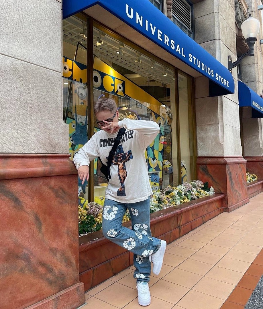 Saint Michael Complicated Cross Print Sweatshirt