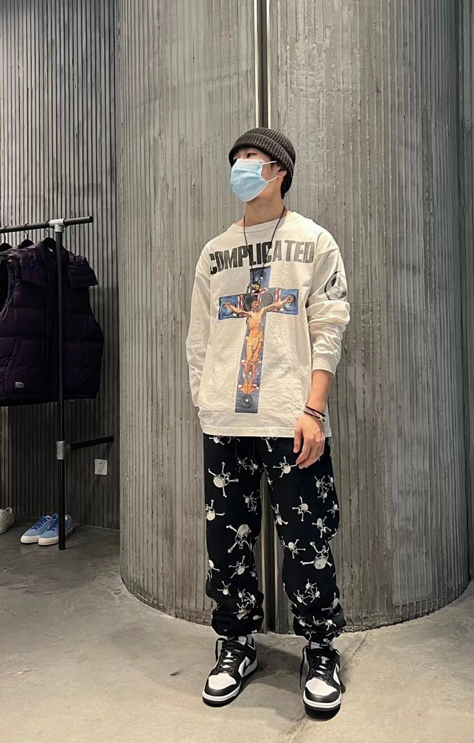 Saint Michael Complicated Cross Print Sweatshirt