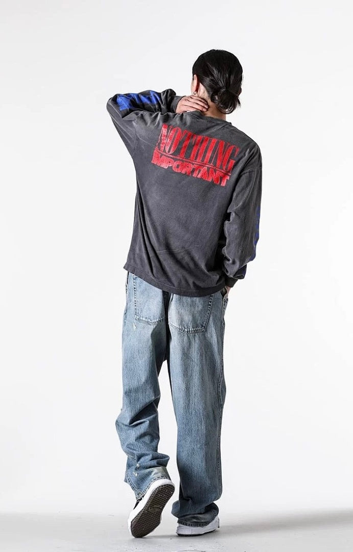 Saint Michael Distressed Graphic Art Long Sleeve Sweatshirt