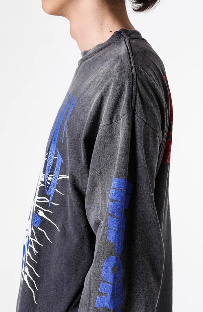 Saint Michael Distressed Graphic Art Long Sleeve Sweatshirt
