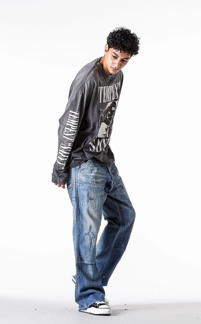 Saint Michael Tempest Graphic & Back Script Sweatshirt