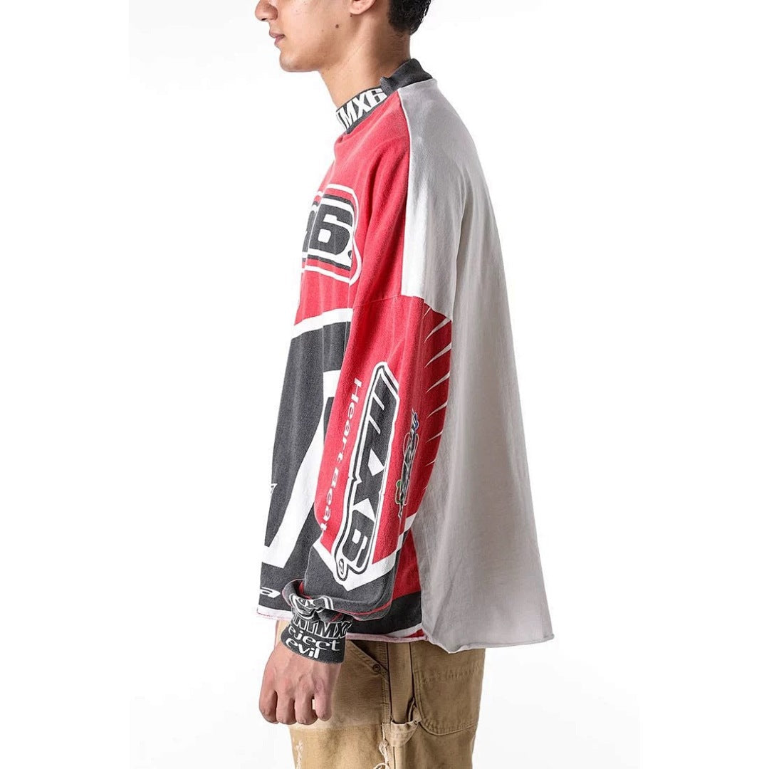 Saint Michael Racing Patch Paneled Long Sleeve Sweatshirt