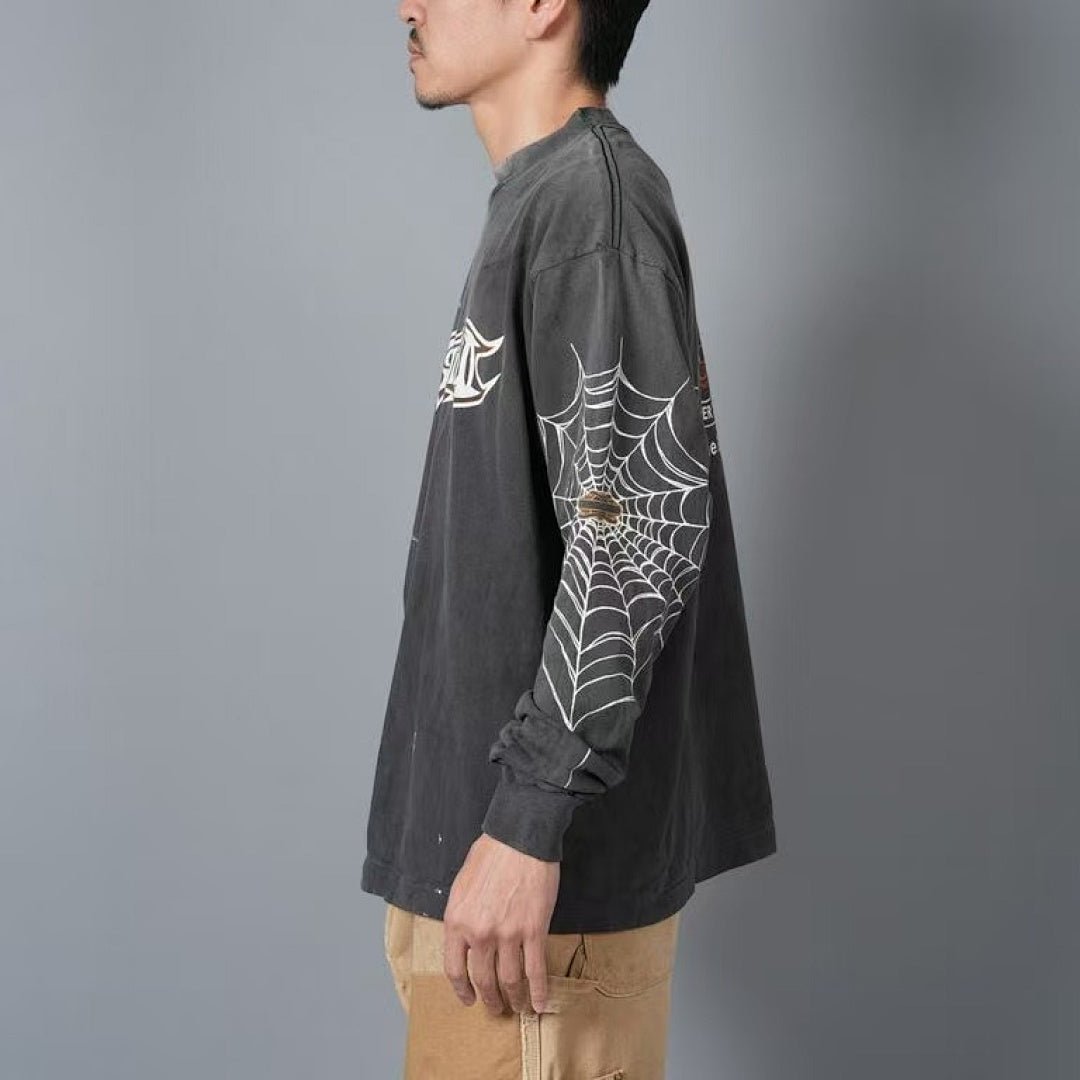 Saint Michael Graphic Emblem & Sleeve Print Sweatshirt