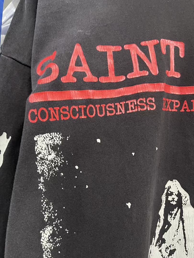 Saint Michael Photo Print & Slogan Typography Sweatshirt