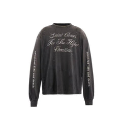 Saint Michael Script & Skull Graphic Distressed Sweatshirt