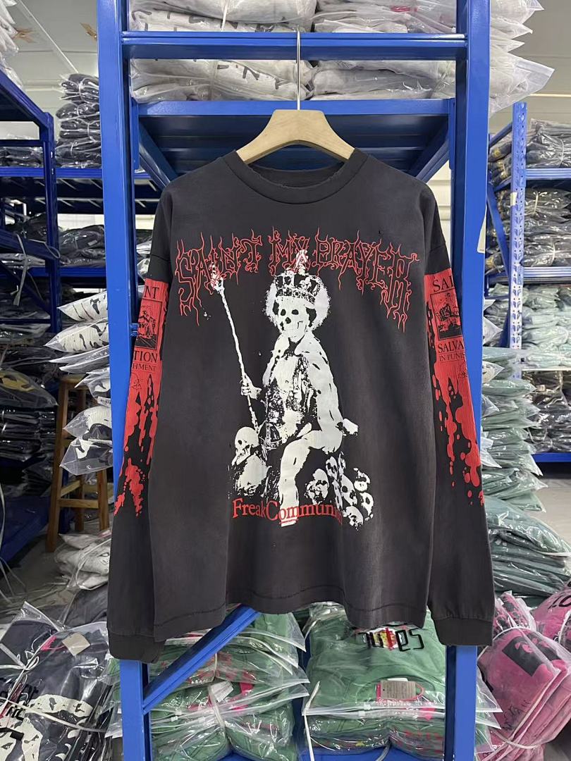 Saint Michael Graphic Art & Kiss Slogan Sweatshirt