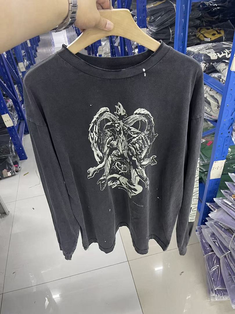 Saint Michael Gothic Illustration & Sleeve Print Sweatshirt