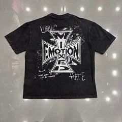 Mixed Emotion Distressed Handwritten Graphic Tee