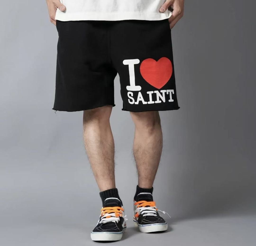 Saint Michael I Love Saint Heart Print Casual Sweat Shorts