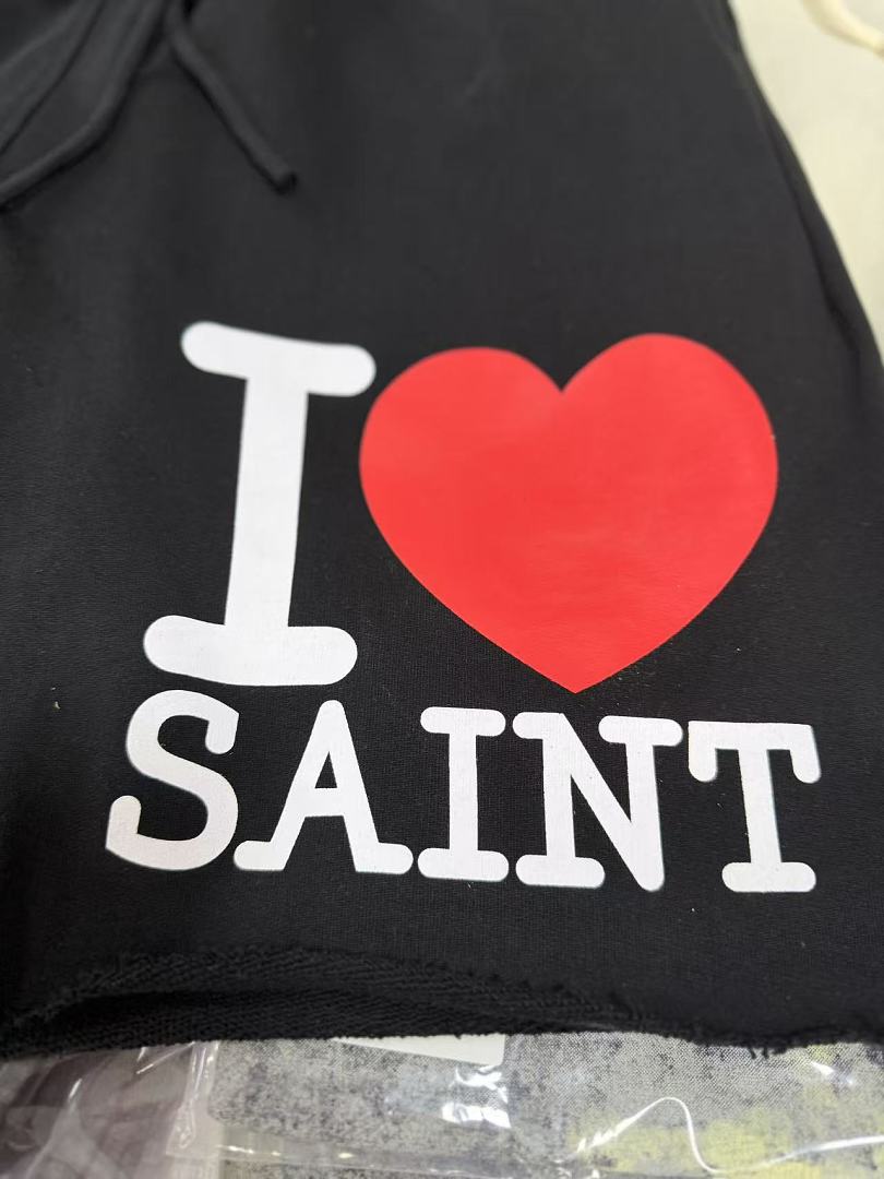 Saint Michael I Love Saint Heart Print Casual Sweat Shorts