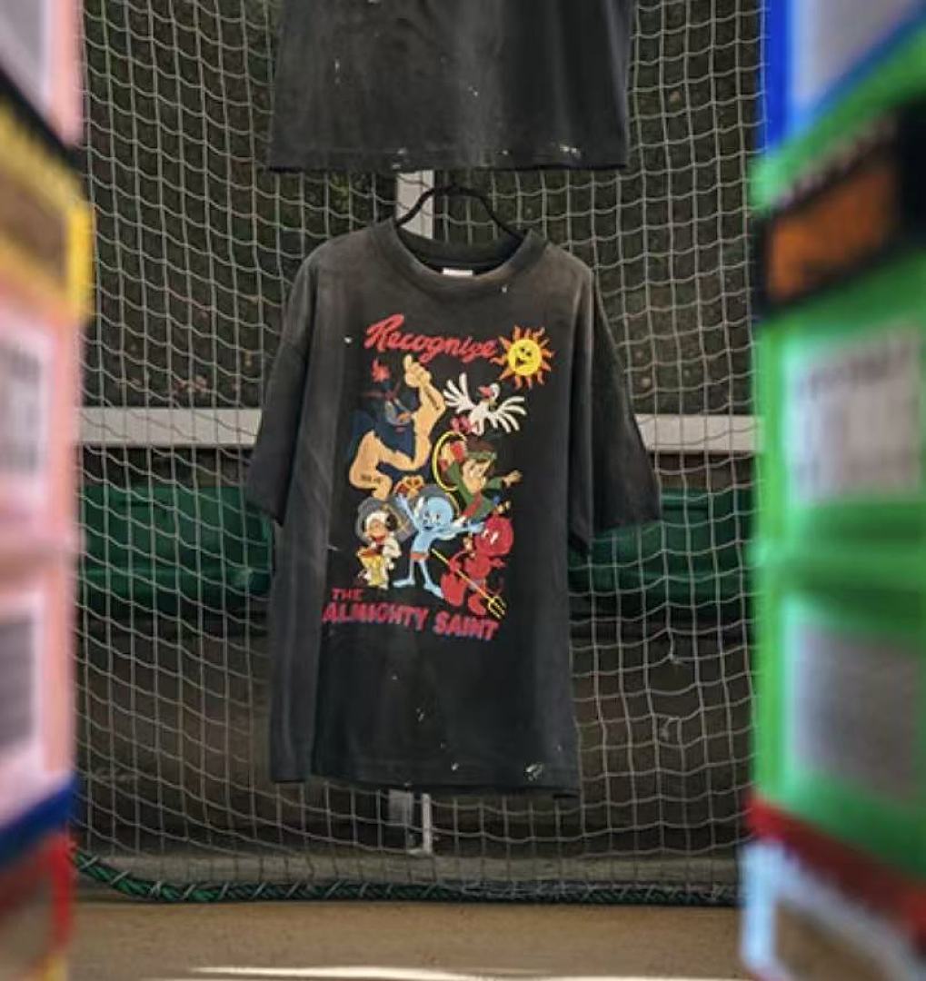 Saint Michael Illustrated Skull Graphic Tee