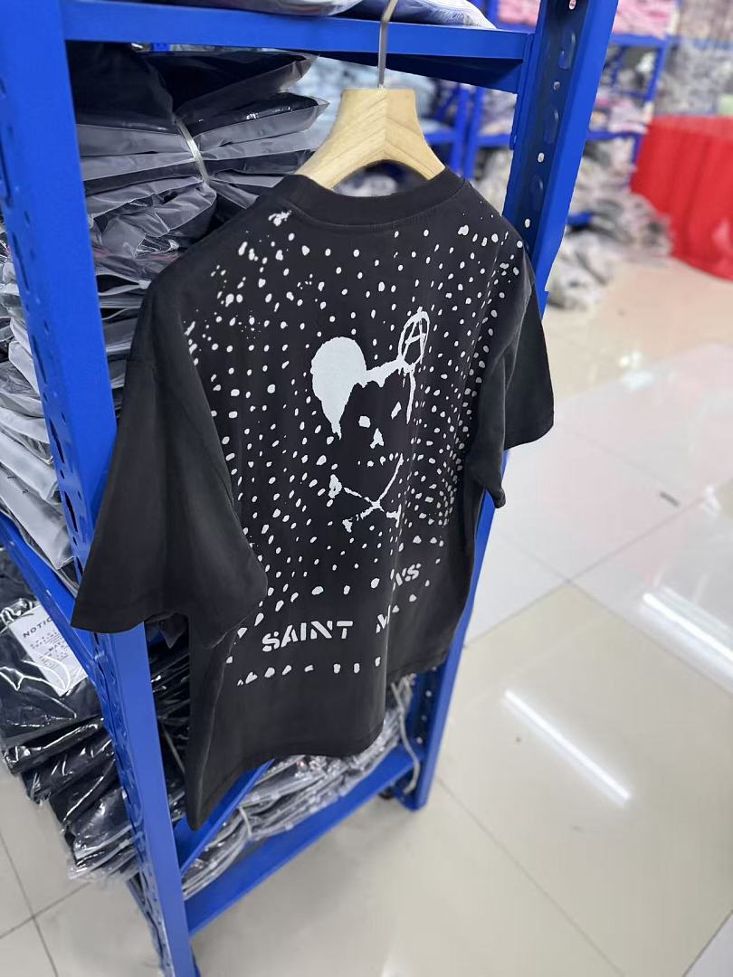Saint Michael Graphic Skull & Stud Pattern Vintage T-Shirt