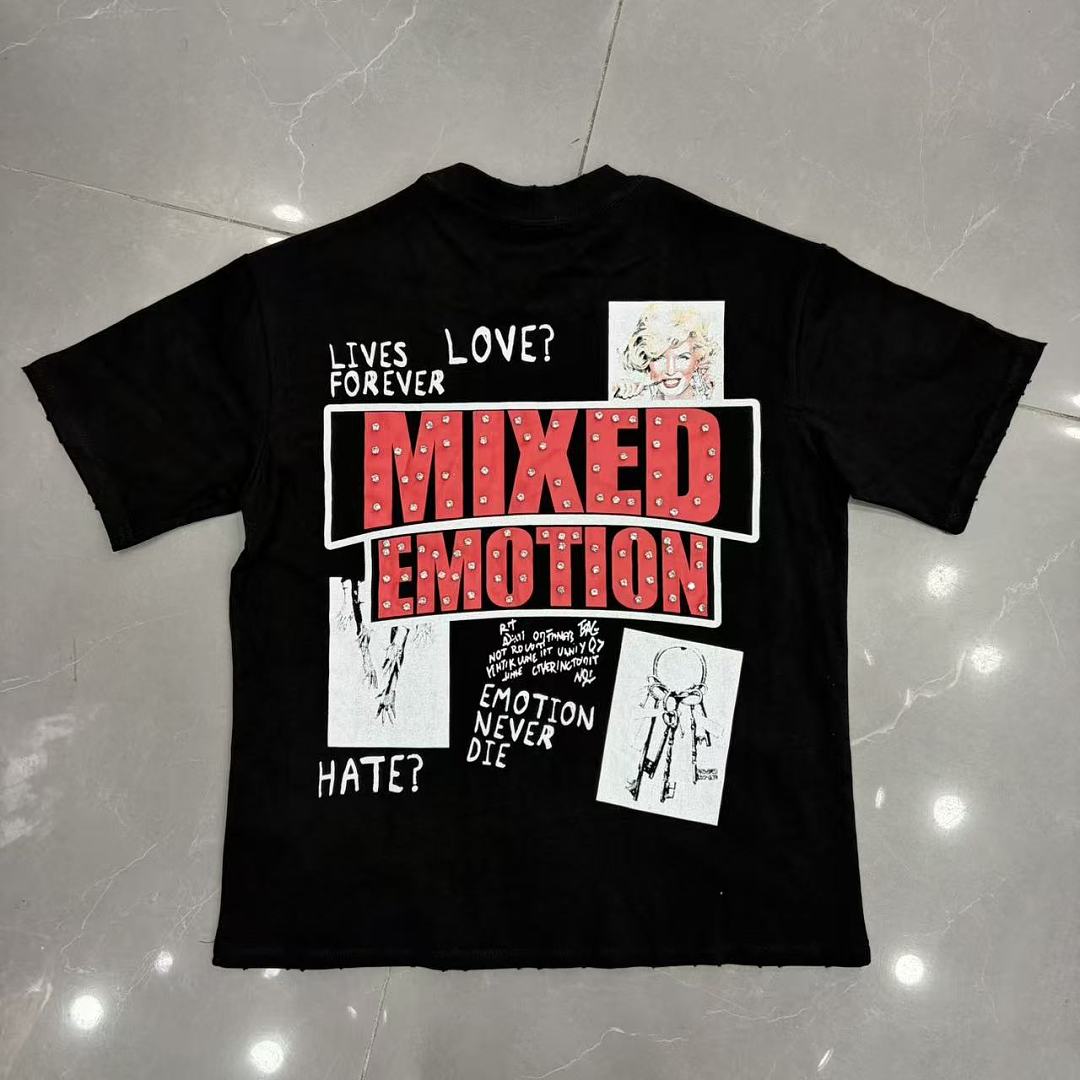 Mixed Emotion Graphic Collage T-Shirt