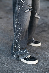 Mixed Emotions　Grey ‘Stone’ Baggy Jeans
