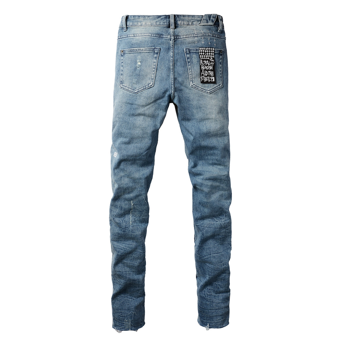 Purple Jeans Edgy Blue Denim with Distressed Rip Accents 3007
