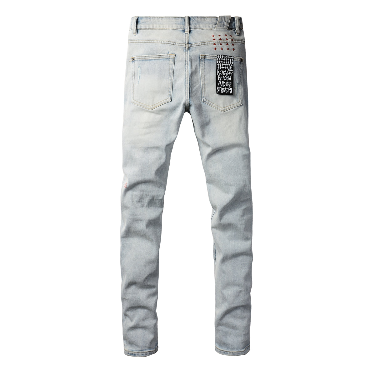 Purple Jeans Classic Blue Ripped Jeans with Distressed Knees 3008