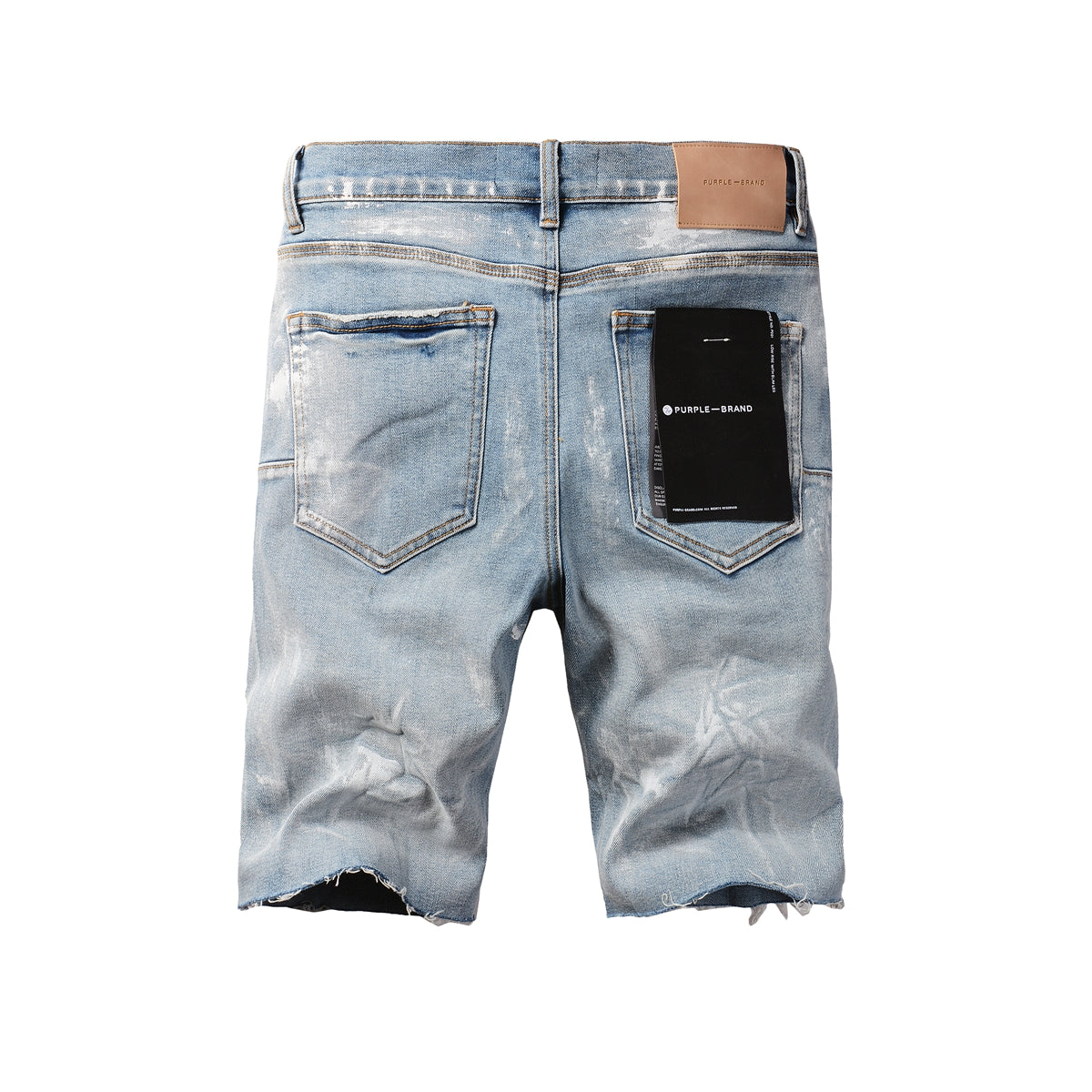 Purple Jeans Casual Streetwear Denim Shorts for Men Featuring Distressed Detailing, Raw Cut Hem, and Faded Wash 5091