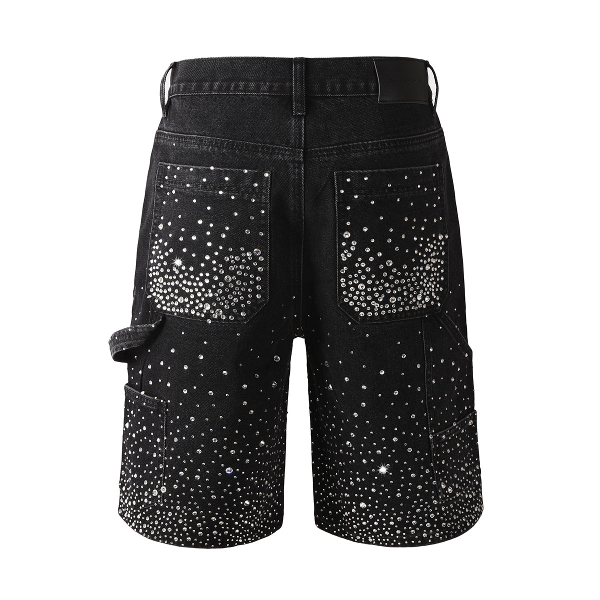 Purple Jeans Luxury Bling Men's Black Jean Shorts Covered in Shiny Rhinestones for Night Out Fashion 5099