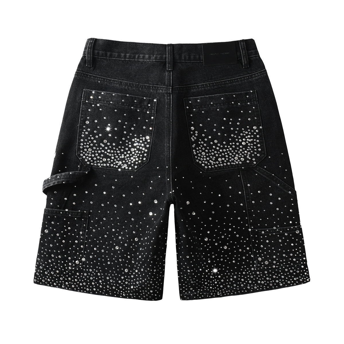 Purple Jeans Luxury Bling Men's Black Jean Shorts Covered in Shiny Rhinestones for Night Out Fashion 5099