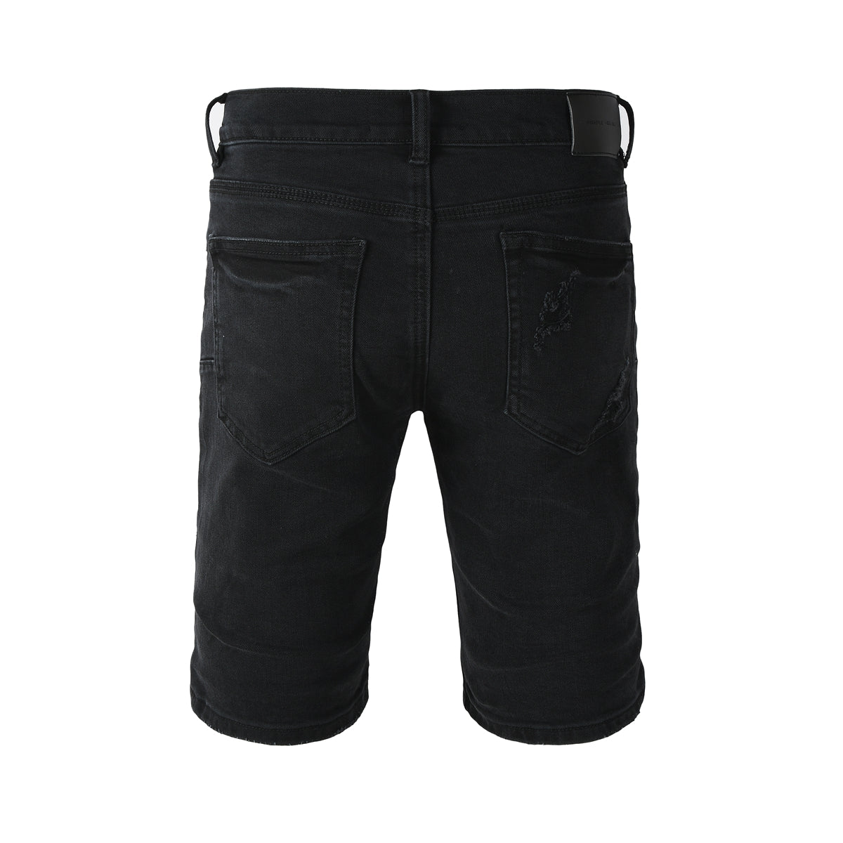 Purple Jeans Edgy Distressed Black Denim Shorts with Destroyed Rips for Men’s Summer Fashion 5108