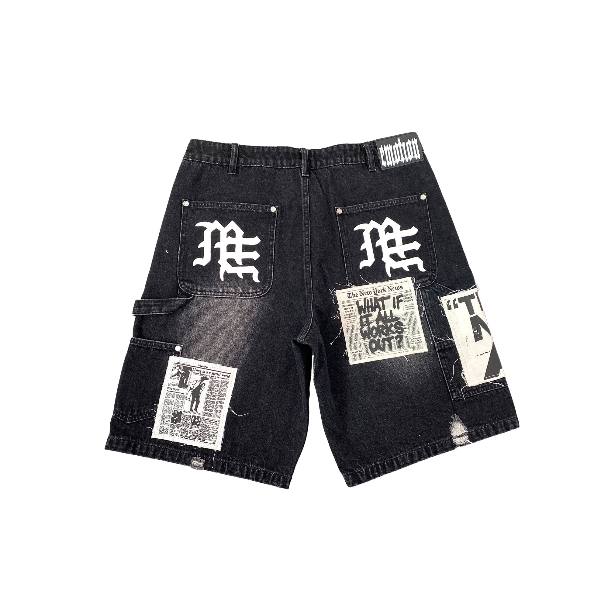 Mixed Emotions　Black “AI” Denim Shorts