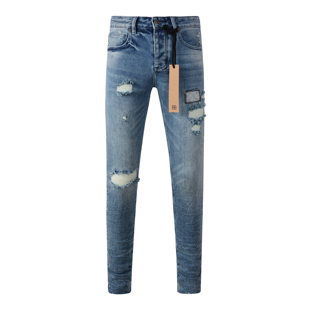 Purple Jeans Edgy Blue Denim with Distressed Rip Accents 3007