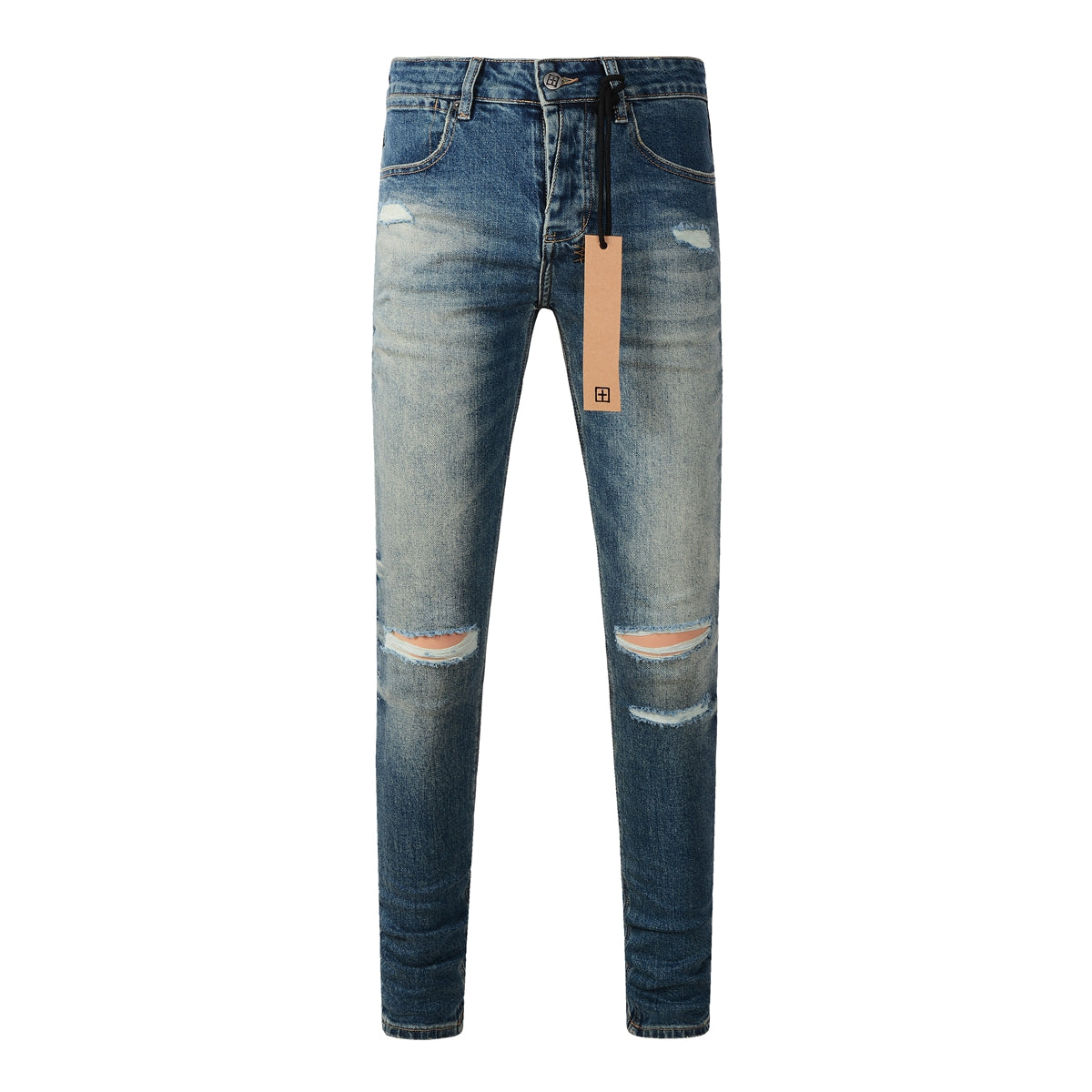Purple Jeans Classic Blue Ripped Knee Skinny Jeans 3018