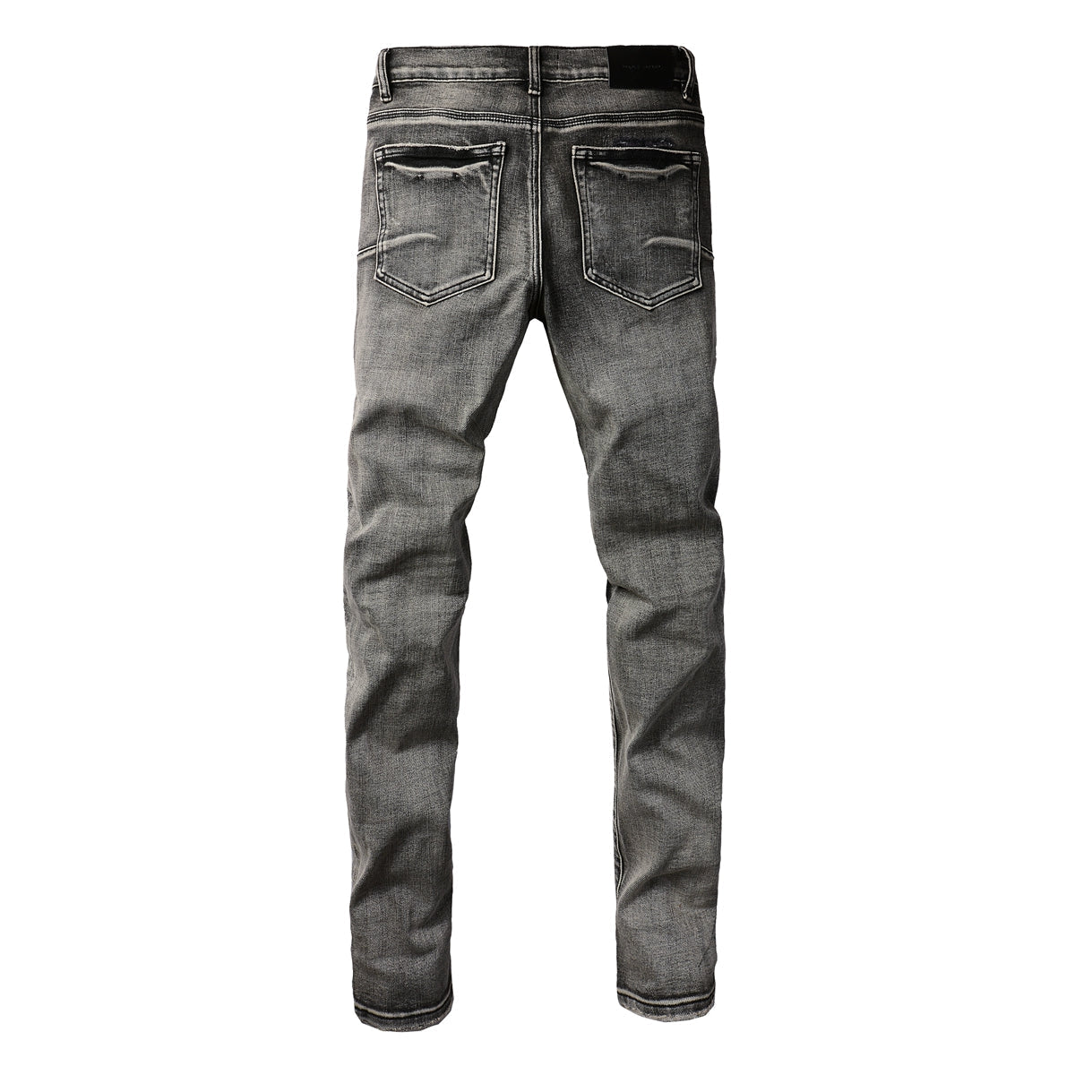Purple Jeans Men Classic Streetwear Jeans Distressed Black Grey Ripped Skinny 9068
