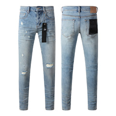 Purple Jeans Fashionable Blue Ripped Jeans 9075 Featuring Distressed Design