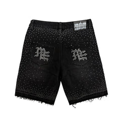 Mixed Emotions　Black “ME” Rhinestone Denim Shorts