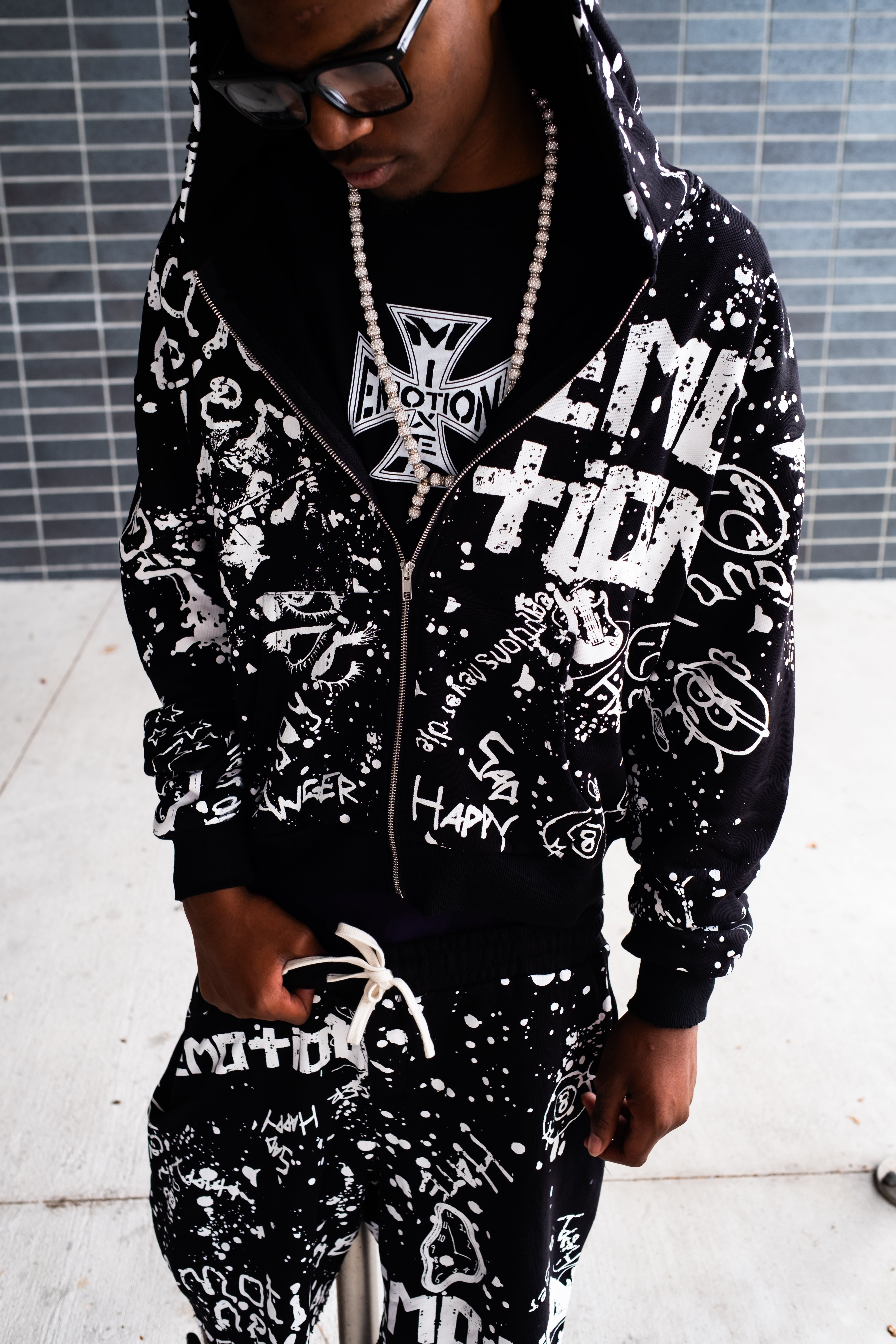 MIXED EMOTION Black “Graffiti” Hoodie