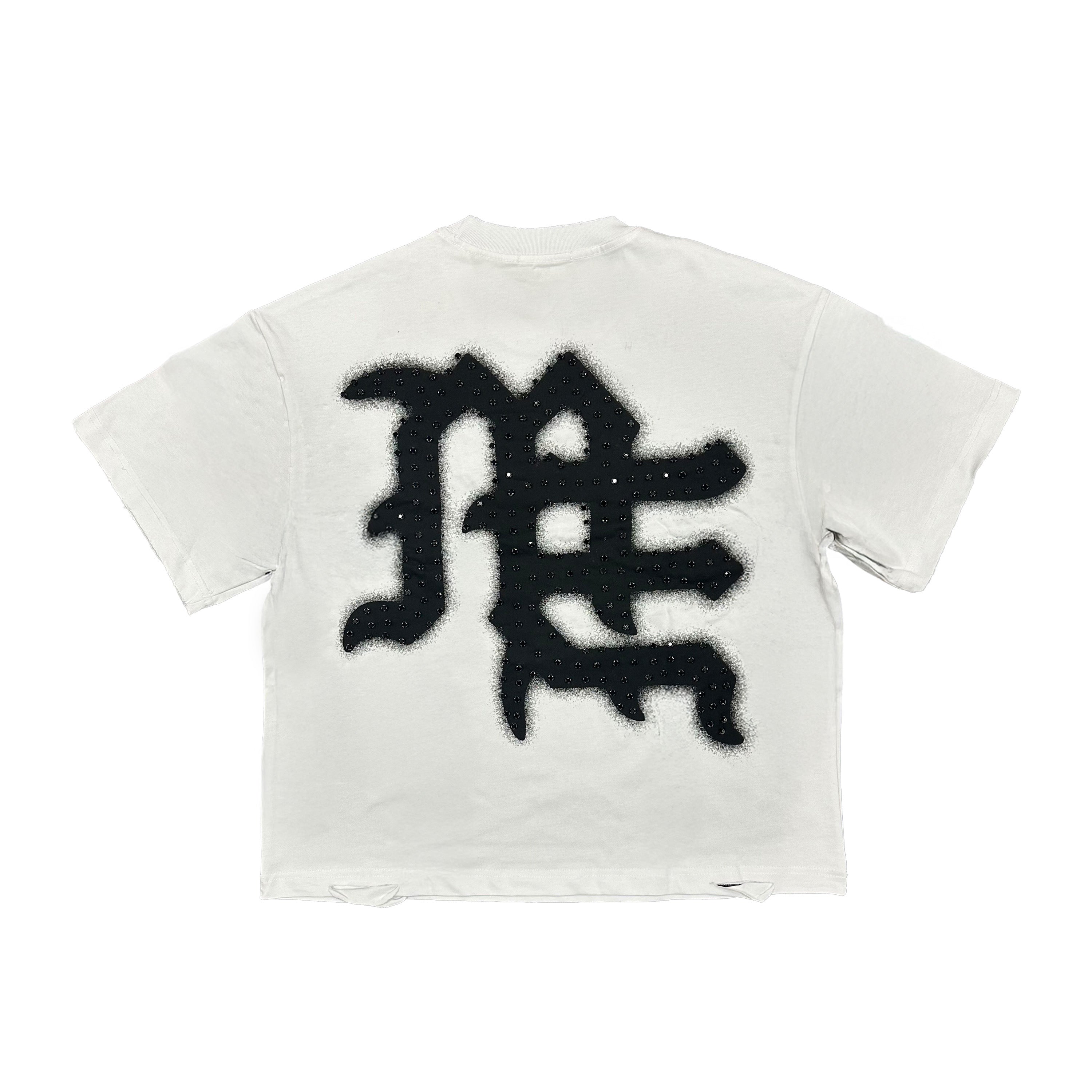 Mixed Emotions　White ‘End’ Rhinestone Tee