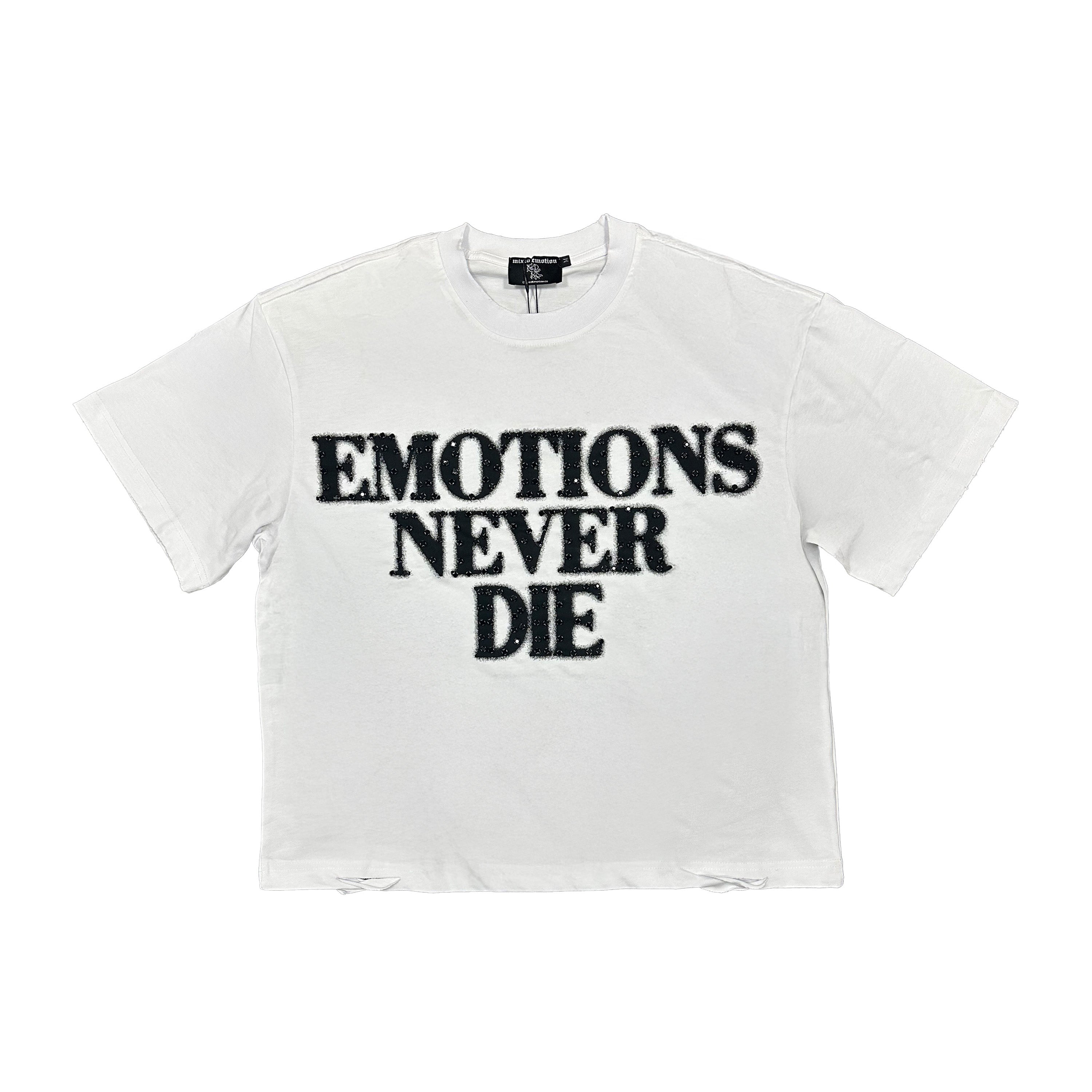Mixed Emotions　White ‘End’ Rhinestone Tee