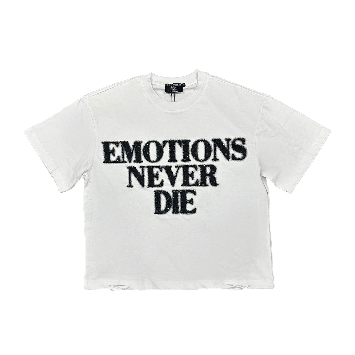 Mixed Emotions　White ‘End’ Rhinestone Tee