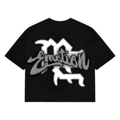 Mixed Emotions　Black “Rhinestone” Cropped Tee