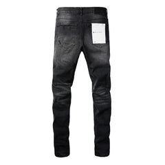 Purple Jeans  New Fashion Men Black Jeans Distressed Hole Unique Personality