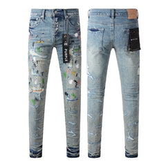 Purple Jeans Light Blue Distressed Jeans 9072 with Trendy Ripped Details