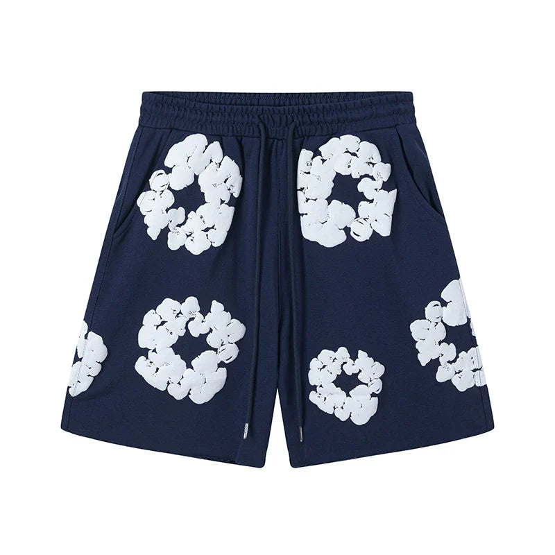 Denim Tears Couple Foam Print Shorts navy blue