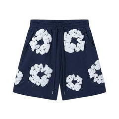 Denim Tears Couple Foam Print Shorts navy blue